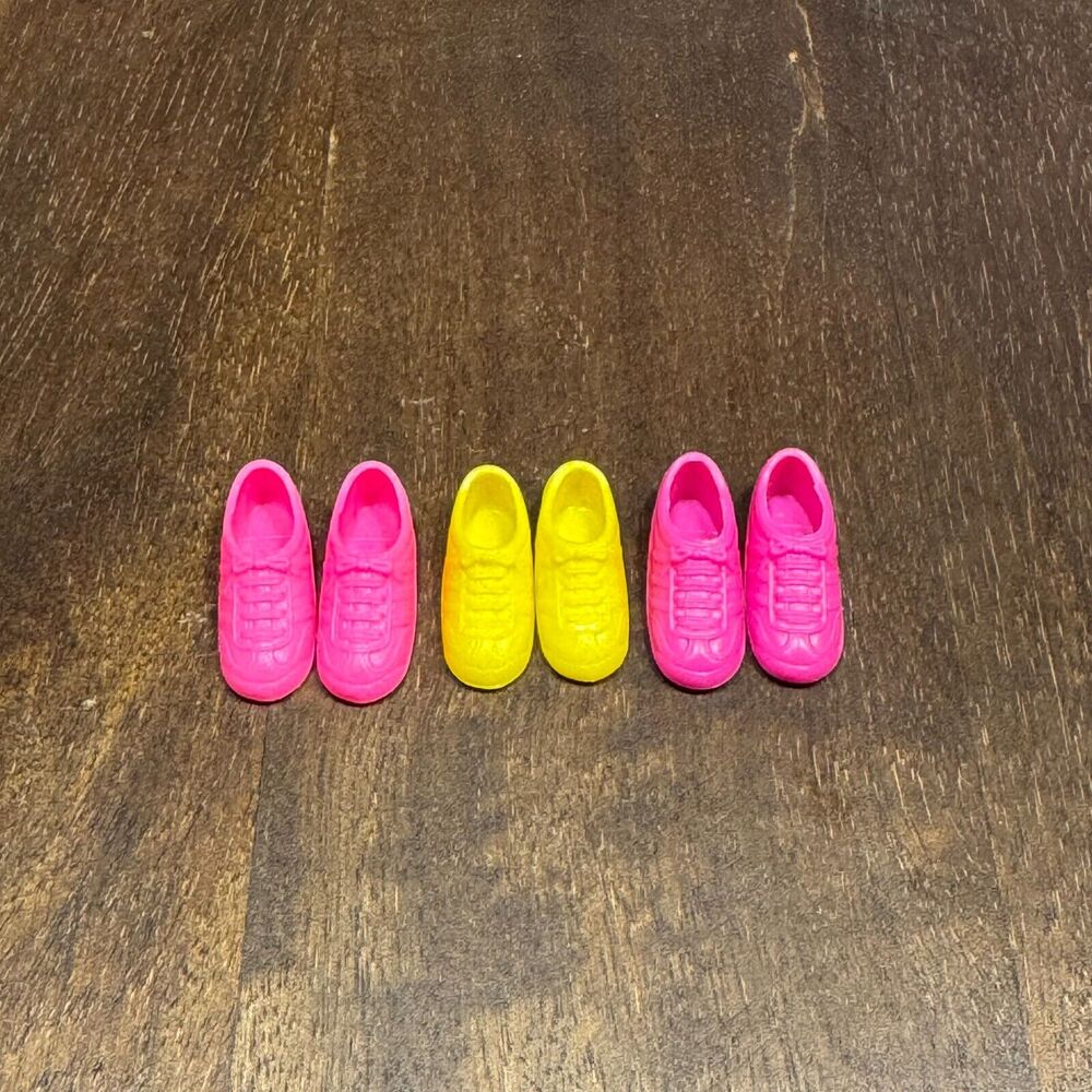 Vintage Barbie Flats Tennis‎ Shoes Pink Yellow Set of 3